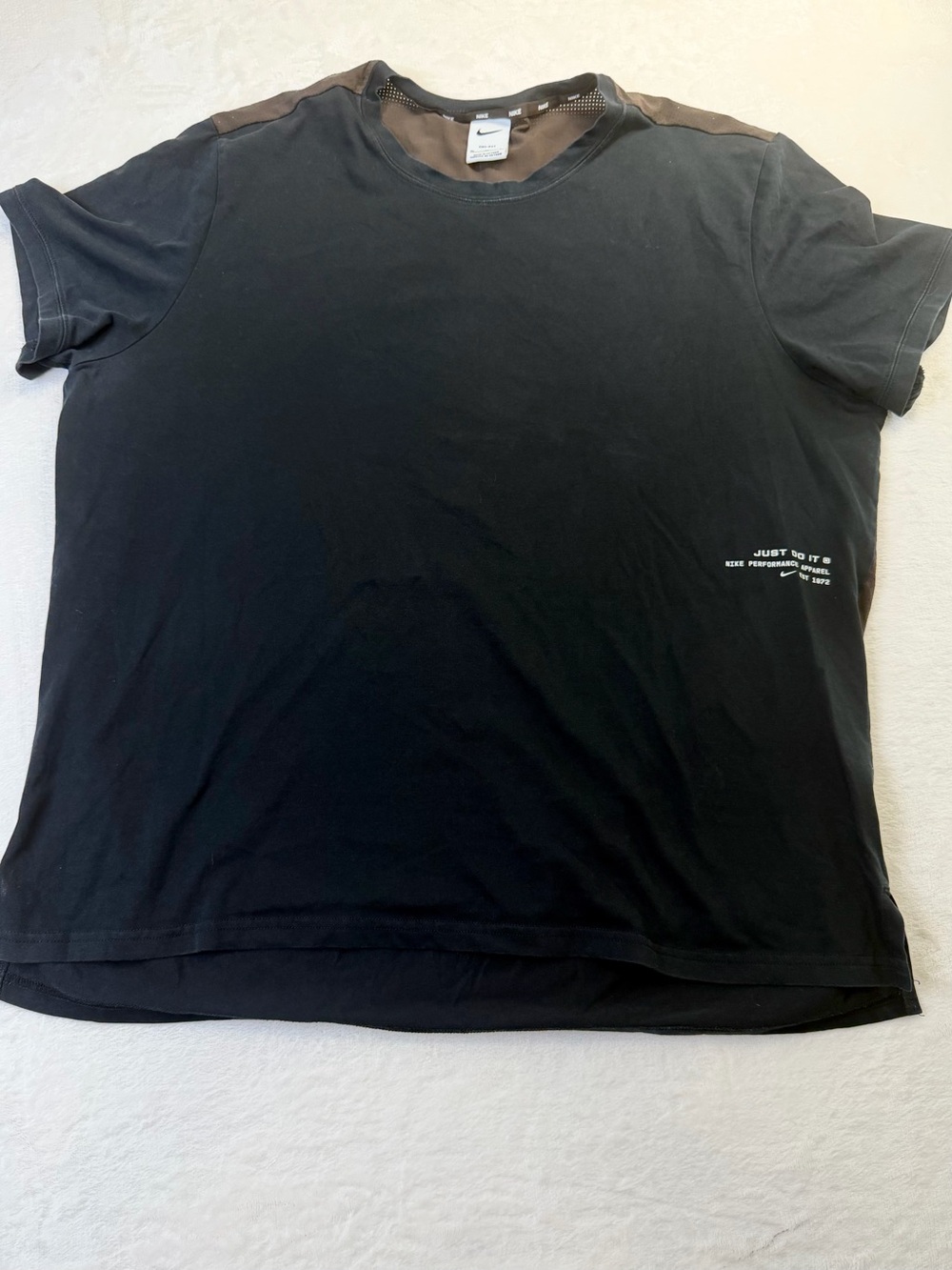 Nike Dri-FIT Just Do It Mesh Performance T-Shirt Black Brown Men’s XL